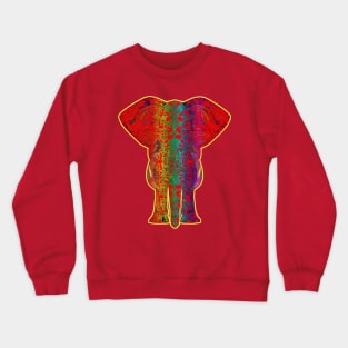 Rainbow Red Elephant on Yellow Crewneck Sweatshirt